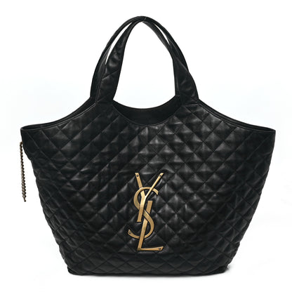 Saint Laurent Lambskin Quilted Maxi Icare Shopping Tote Black 1 of 13