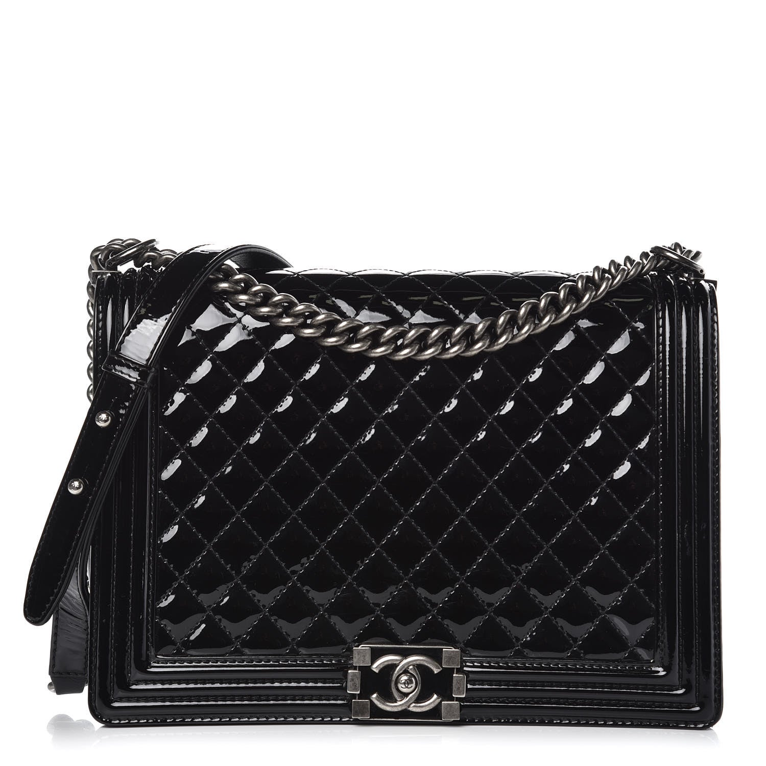 Chanel Patent Quilted Large Boy Flap Black 1 of 14