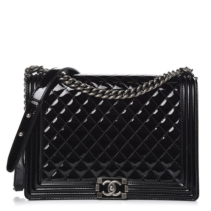 Chanel Patent Quilted Large Boy Flap Black 1 of 14