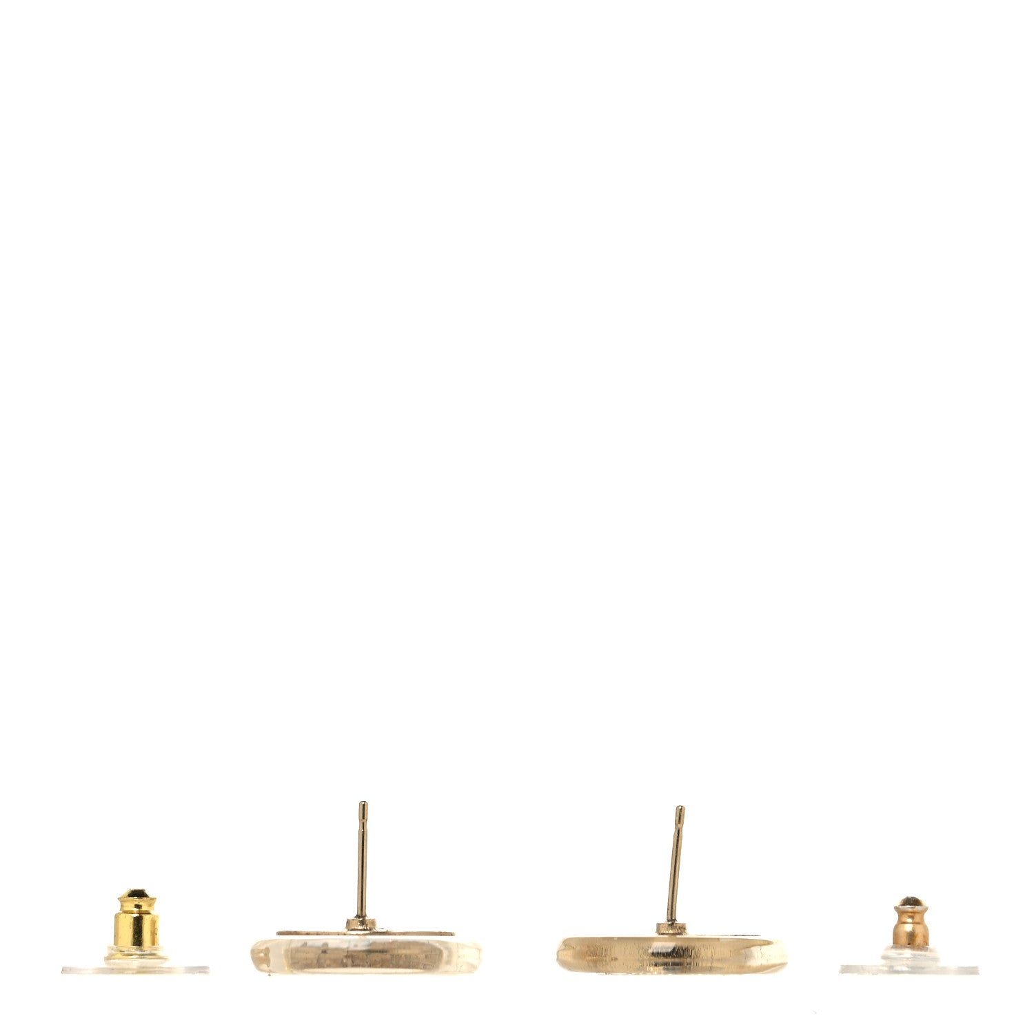 Chanel Resin Crystal CC Button Earrings Gold 7 of 8