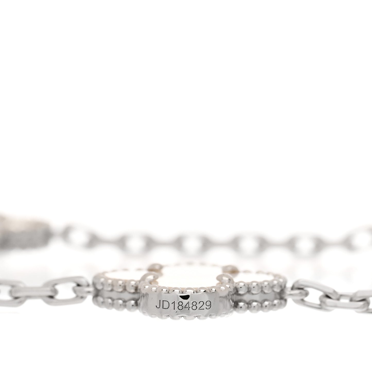 18K White Gold Mother of Pearl 20 Motifs Vintage Alhambra Necklace