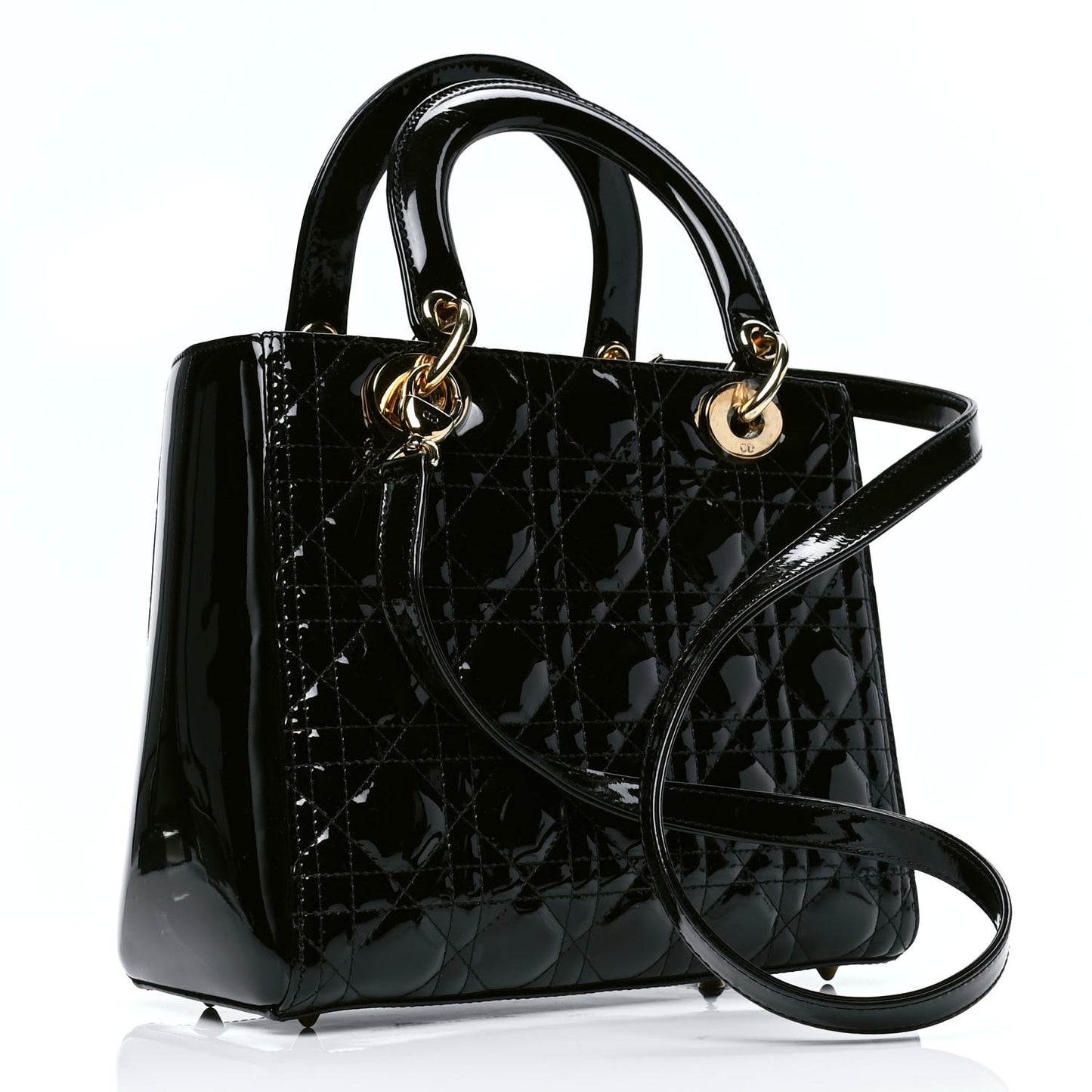 Patent Cannage Medium Lady Dior Black