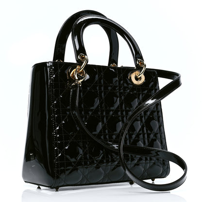 Christian Dior Patent Cannage Medium Lady Dior Black 2 of 5