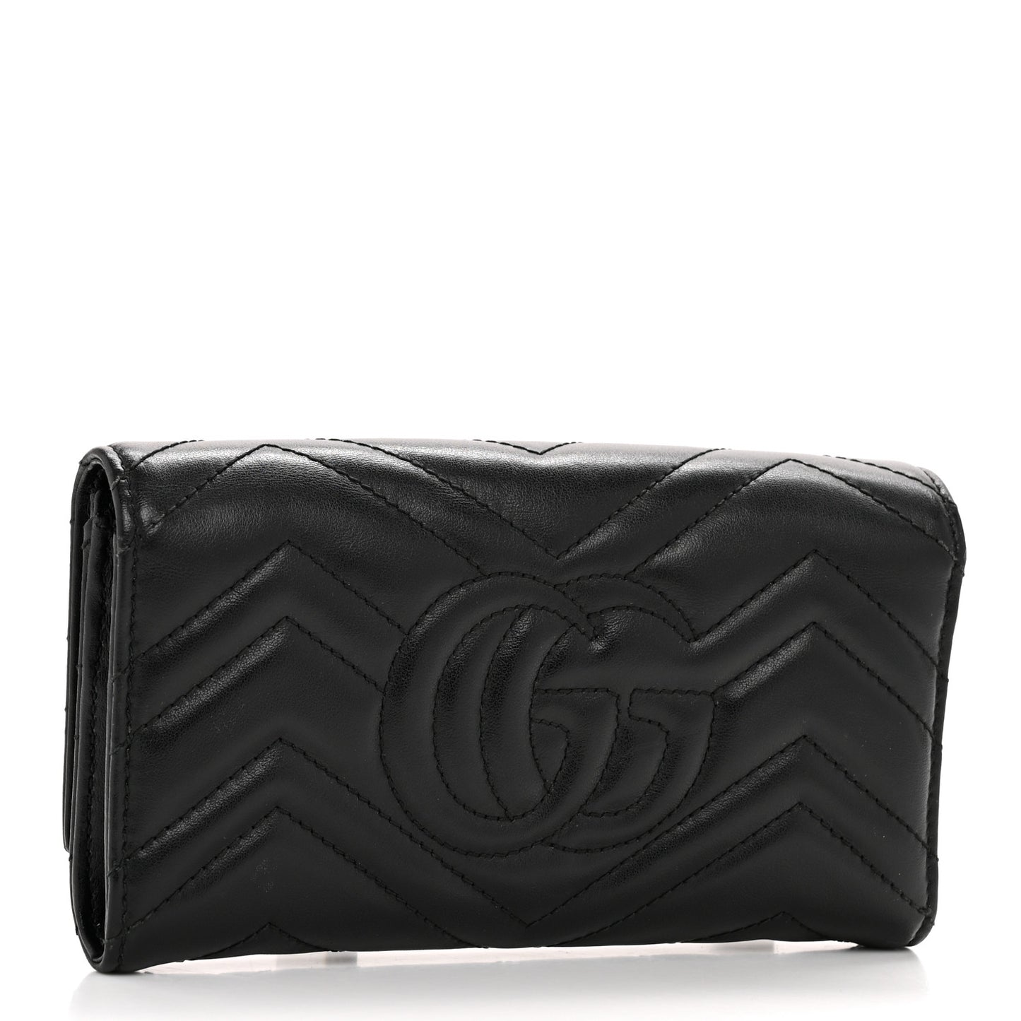 Calfskin Matelasse GG Marmont Continental Wallet Black
