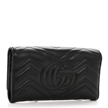 Gucci Calfskin Matelasse GG Marmont Continental Wallet Black 3 of 10