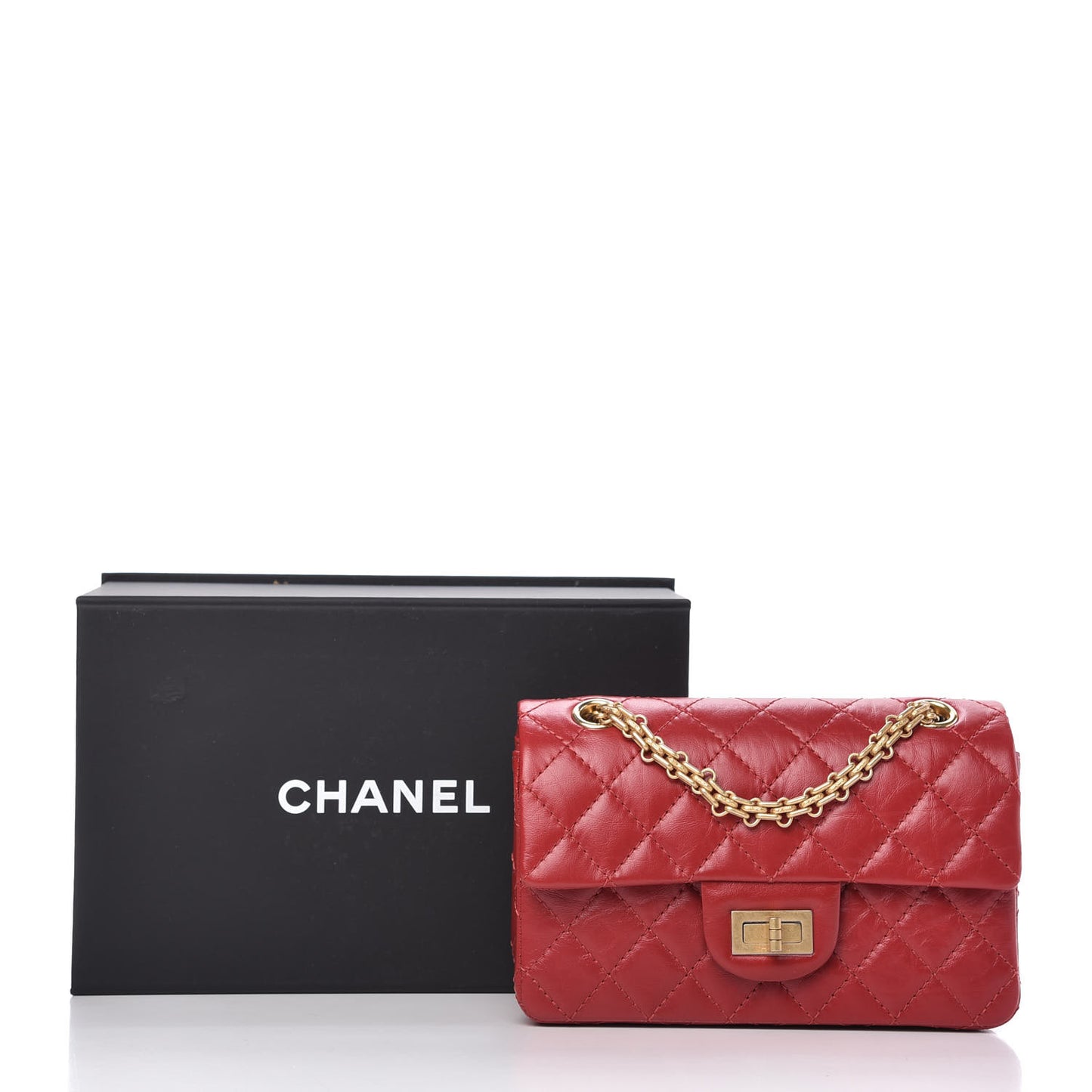 Aged Calfskin Quilted 2.55 Reissue Mini Flap Red