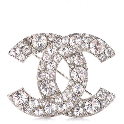 Chanel Crystal CC Brooch Silver 1 of 6