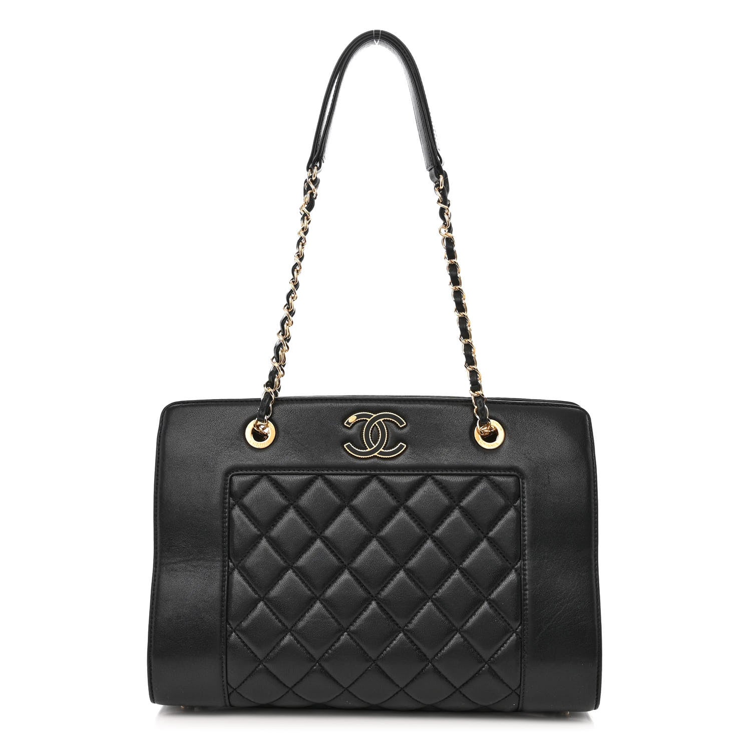 Chanel Sheepskin Quilted Mademoiselle Vintage Shopping Tote Black 1 of 11