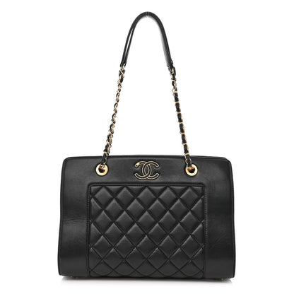 Chanel Sheepskin Quilted Mademoiselle Vintage Shopping Tote Black 1 of 11