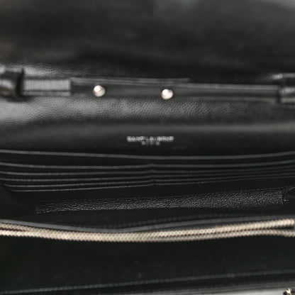 Saint Laurent Grain De Poudre Matelasse Chevron Monogram Chain Wallet Black 5 of 10