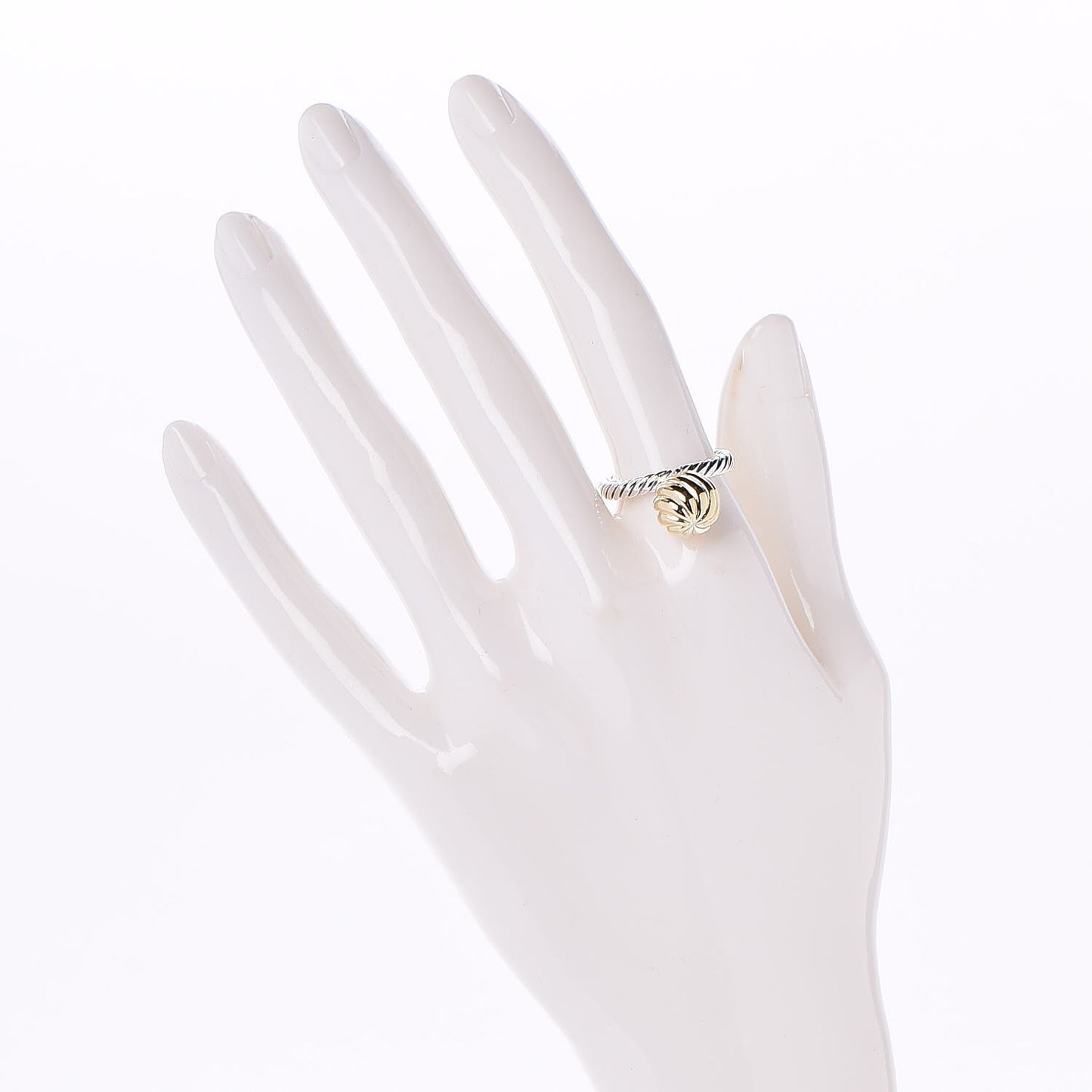 Sterling Silver 18K Yellow Gold 10mm Elements Cable Ball Ring 54 7