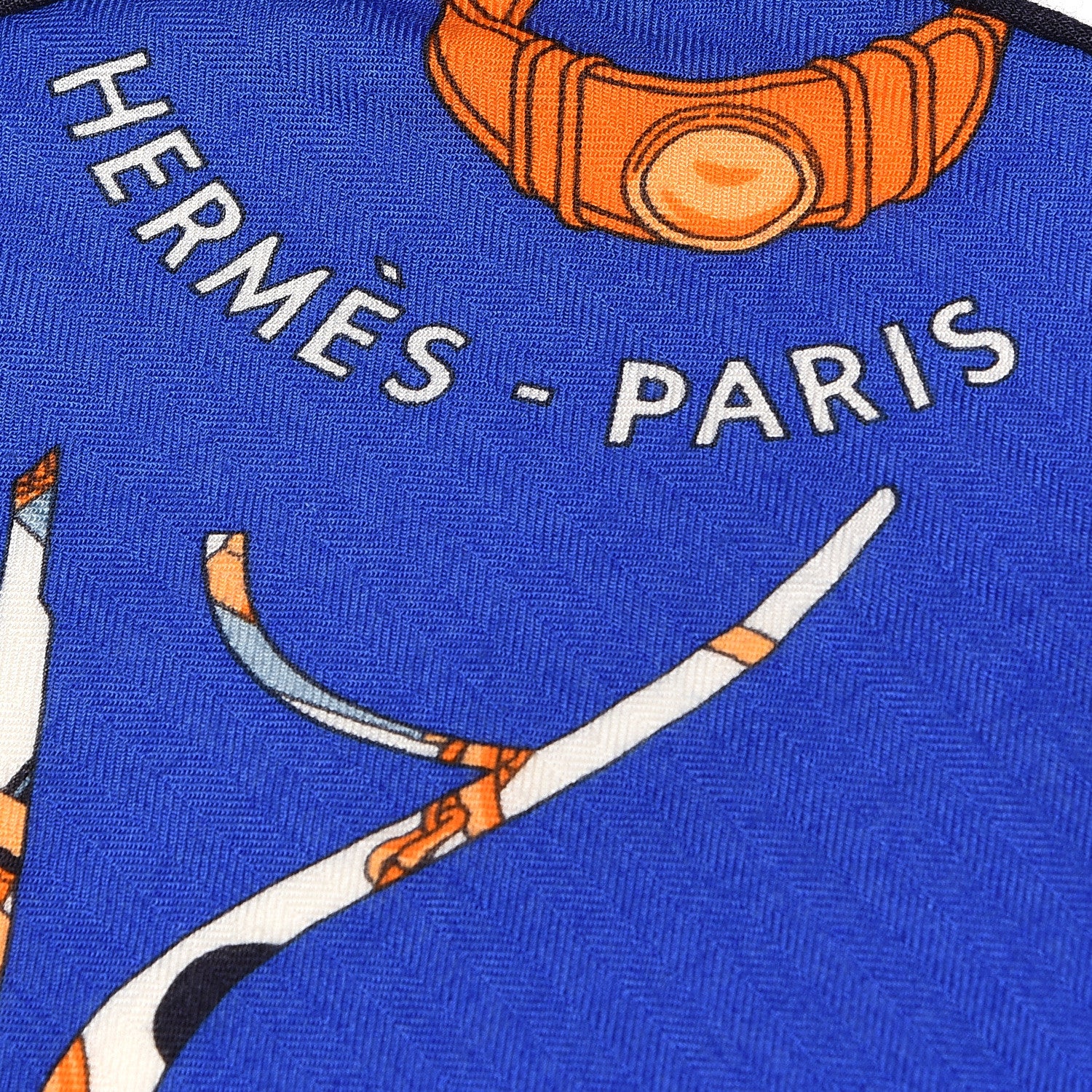 Hermes Cashmere Silk Tout En Carre Losange Shawl MM Bleu Royal Orange Blanc 3 of 4
