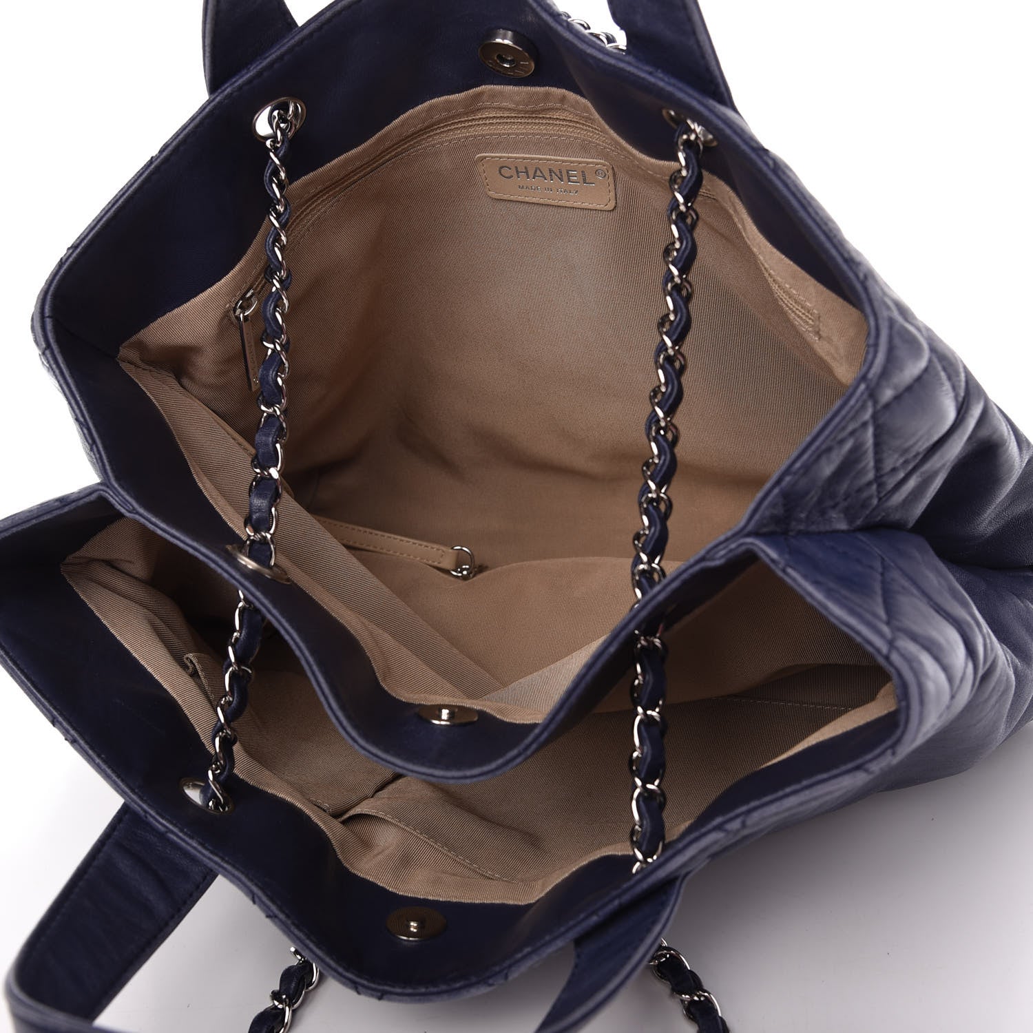Chanel Calfskin Large Trianon Tote Navy Blue 5 of 10