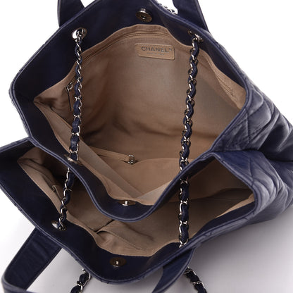 Chanel Calfskin Large Trianon Tote Navy Blue 5 of 10