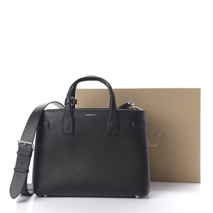 Burberry Grainy Calfskin House Check Medium Banner Tote Black 10 of 10