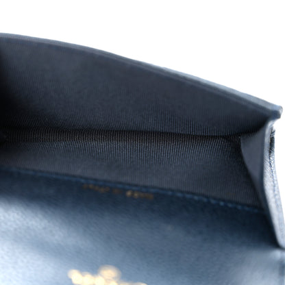 Chanel Metallic Caviar Quilted Flap Card Holder Wallet Dark Blue 5 of 7
