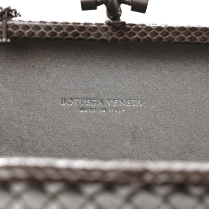 Bottega Veneta Satin Ayers Intrecciato Chain Knot Clutch Grey 5 of 8