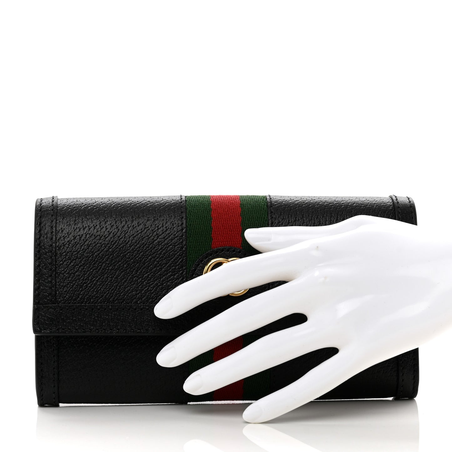 Calfskin Web Ophidia Continental Wallet Black