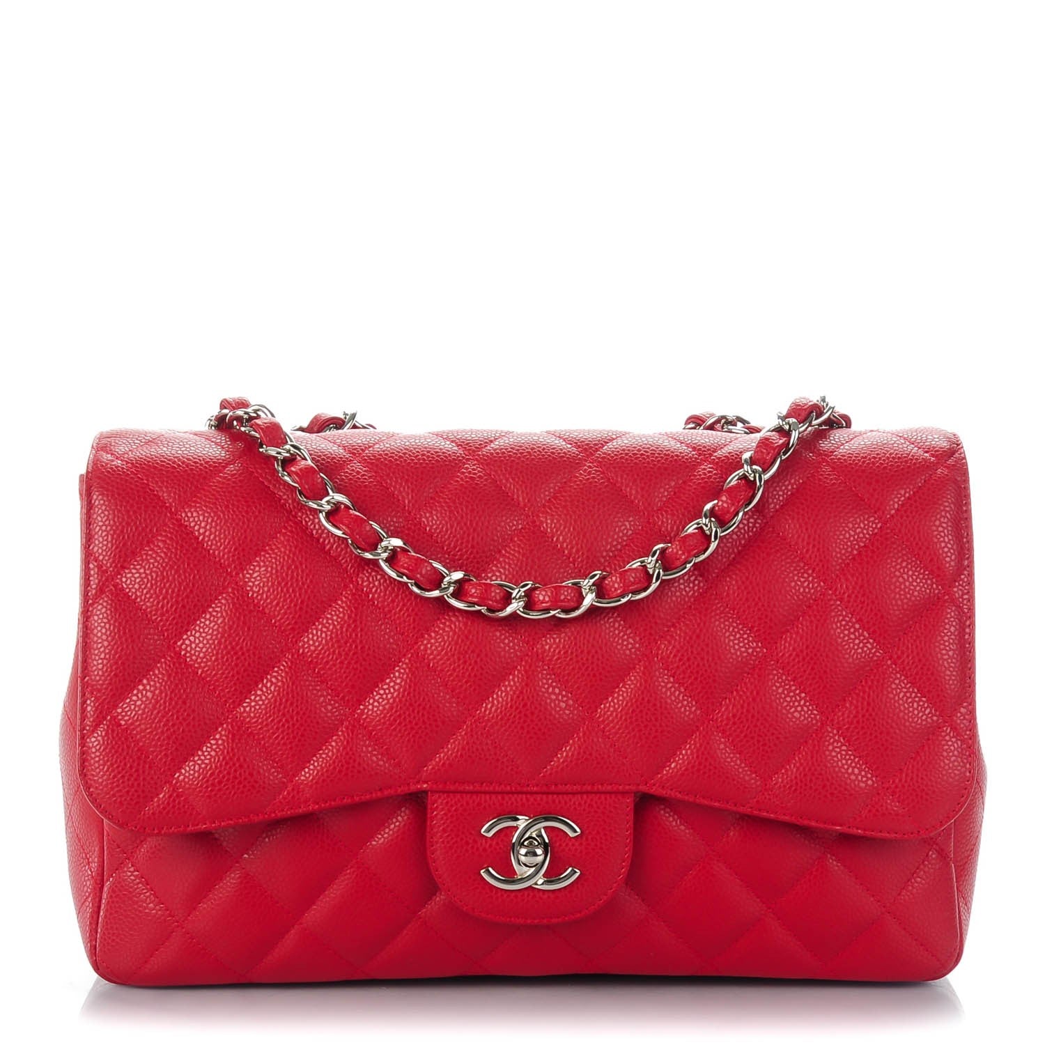 Chanel Caviar Quilted Jumbo Single Flap Red 1 of 8