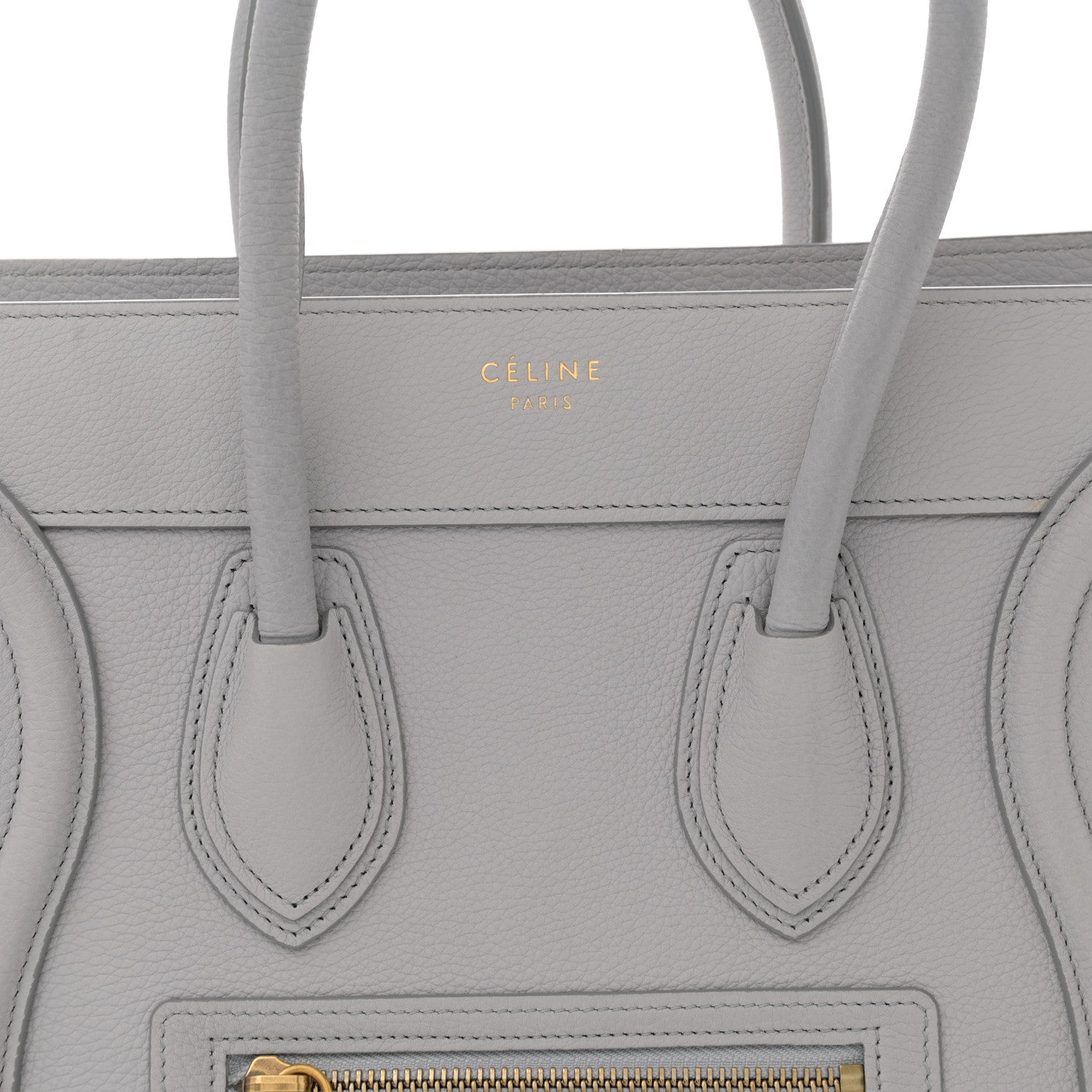 Celine Drummed Calfskin Micro Luggage Light Grey 8 of 13