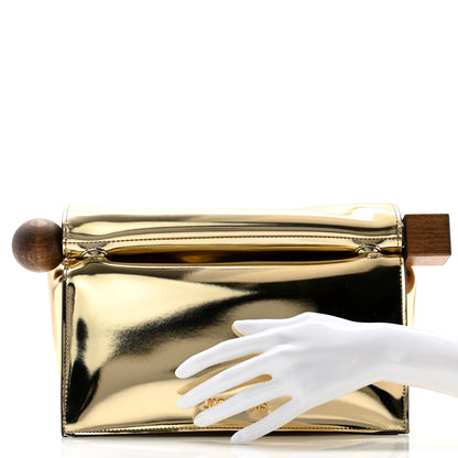 Jacquemus Metallic Patent Calfskin La Pochette Rond Carre Gold 2 of 7