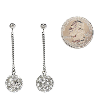 Chanel Crystal CC Drop Earrings Silver 2 of 3