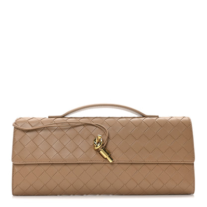 Bottega Veneta Nappa Intrecciato Long Andiamo Top Handle Clutch  Pale Brown 1 of 9