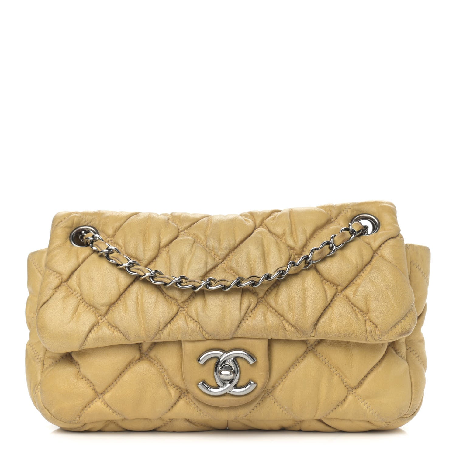 Chanel Calfskin Quilted Medium Bubble Quilt Flap Bag Beige 1 of 15