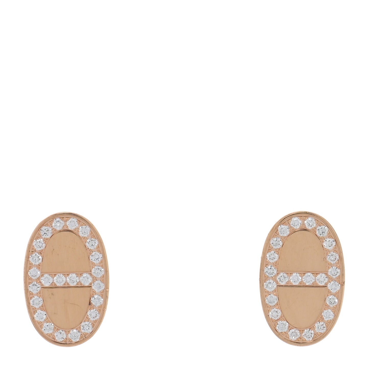 18K Rose Gold Diamond Chaine d'Ancre Contour Stud Earrings