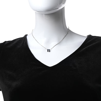 Hermes Lacquered Palladium Mini Pop H Pendant Necklace Bleu Fonce 2 of 6
