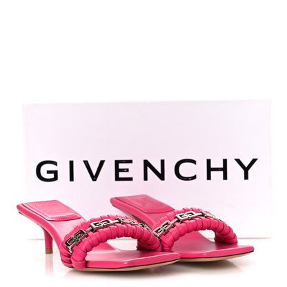 Givenchy Lambskin G Woven 50mm Kitten Heel Mule Sandals 37.5 Neon Pink 10 of 10