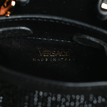 Versace Suede Crystal Studded Micro La Medusa Bag Black 5 of 9