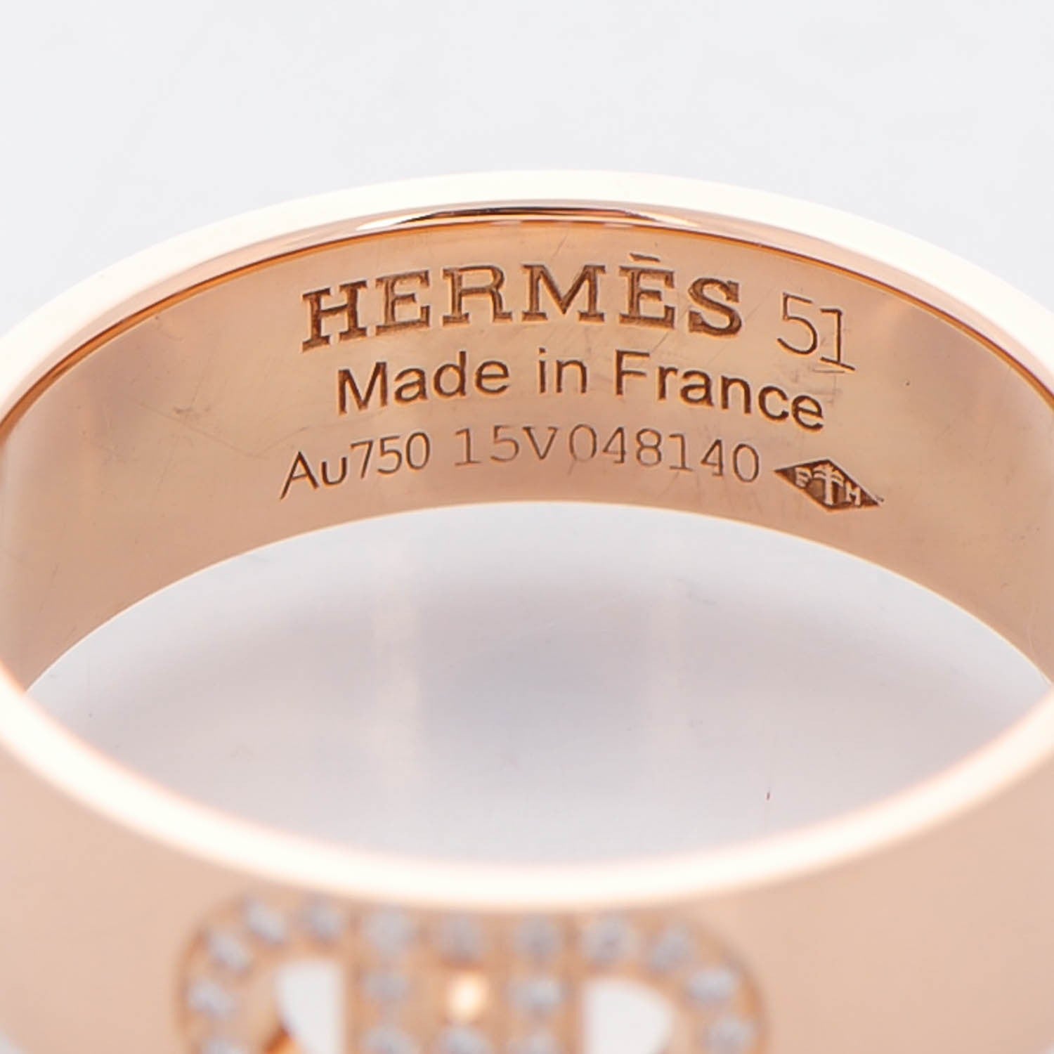 Hermes 18K Rose Gold Diamond PM H D'Ancre Ring 51 5.75 4 of 5