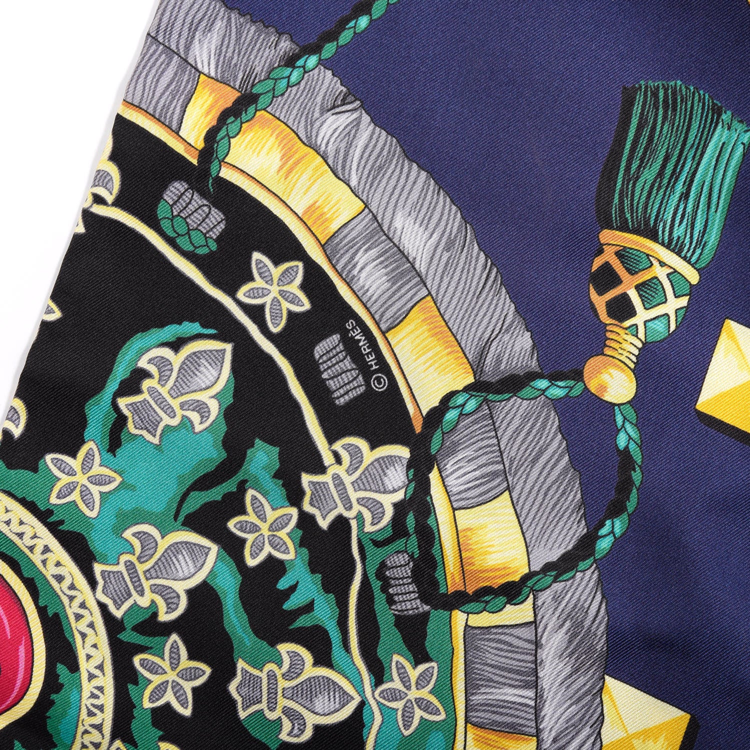 Hermes Silk Les Cles Maxi Twilly Curry Vert D'eau Marine 3 of 6
