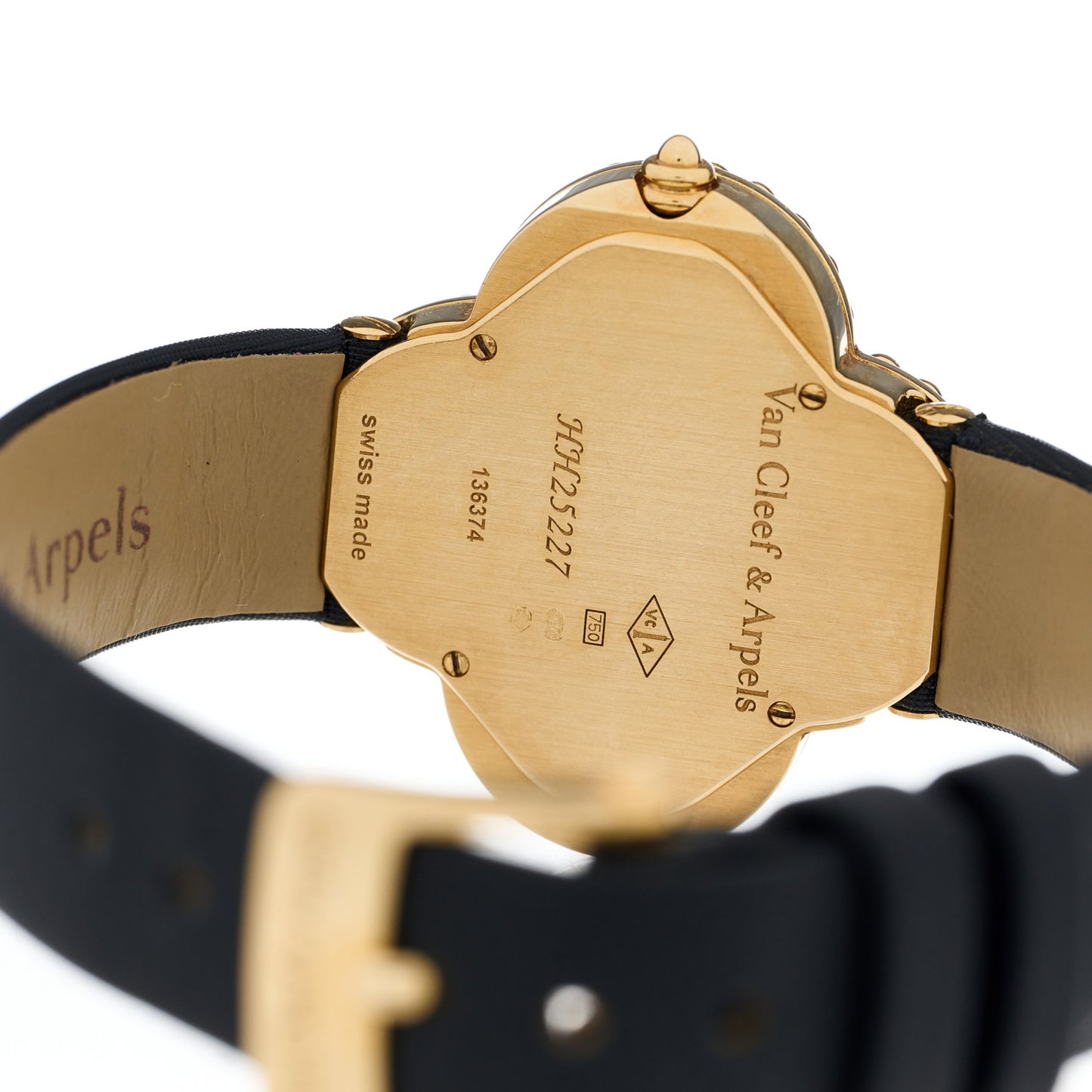 18K Yellow Gold Satin Onyx 26mm Alhambra Quartz Watch