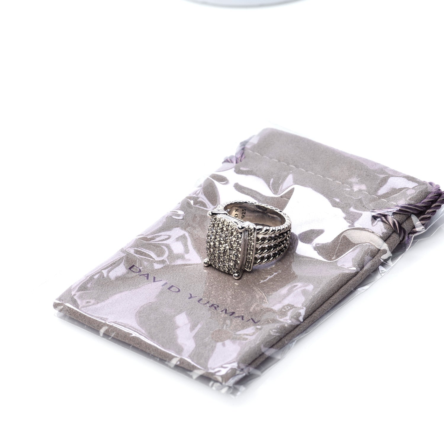 David Yurman Sterling Silver Diamond 16mm Wheaton Ring 52 6 6 of 6