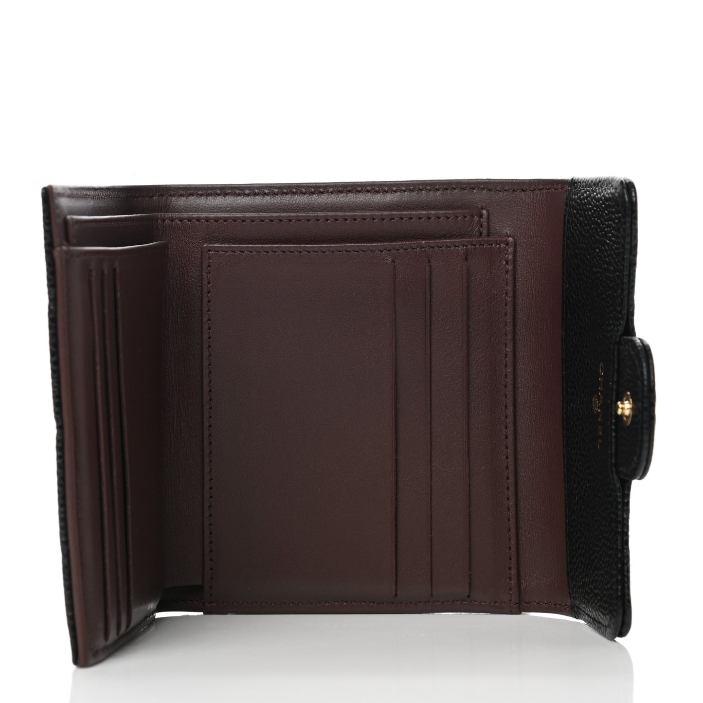 Caviar Quilted Compact Flap Wallet Black