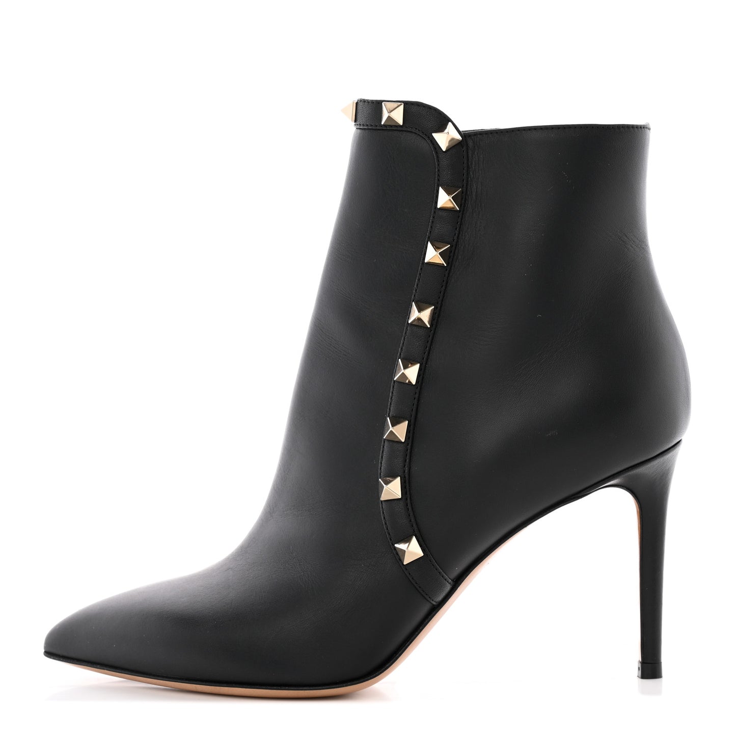 Smooth Calfskin Rockstud 85mm Ankle Boots 37 Black