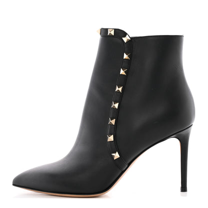Valentino Garavani Smooth Calfskin Rockstud 85mm Ankle Boots 37 Black 1 of 20