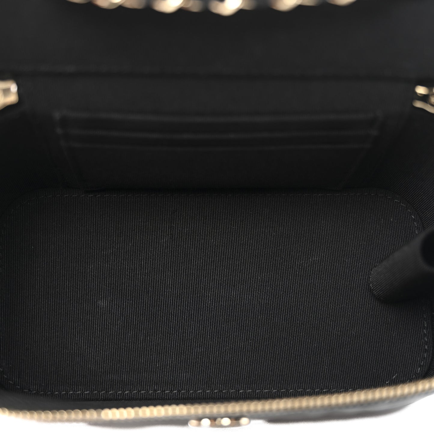 Lambskin Camellia Embossed Small Vanity Case With Chain Black