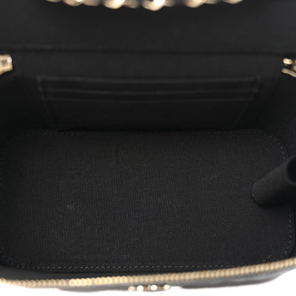 Chanel Lambskin Camellia Embossed Small Vanity Case With Chain Black 5 of 11