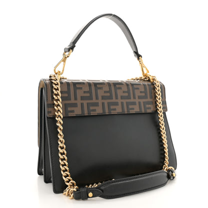 Fendi Vitello Liberty Bi-Color FF 1974 Embossed Chain Strap Kan U Shoulder Bag Black Maya 3 of 16