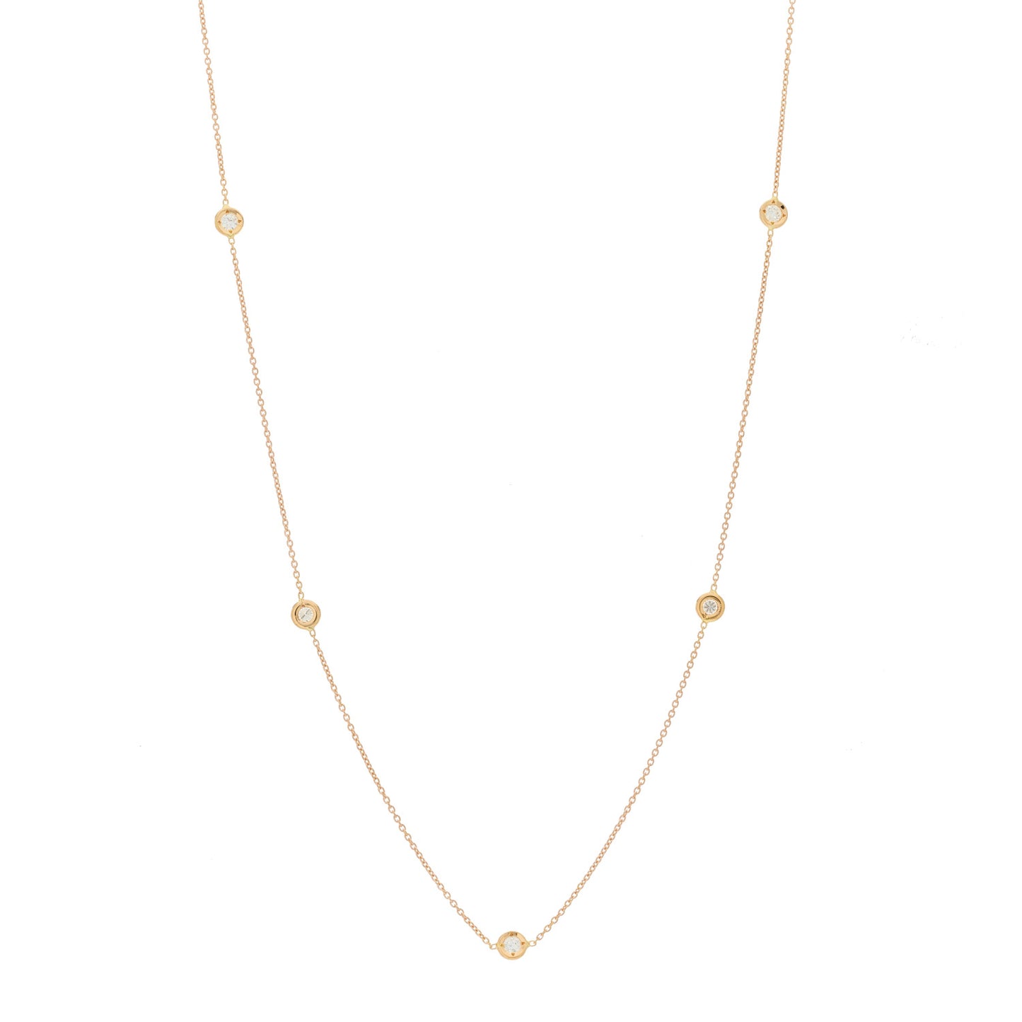 18K Rose Gold Diamond .25ct Diamonds By The Inch Five Station Necklace