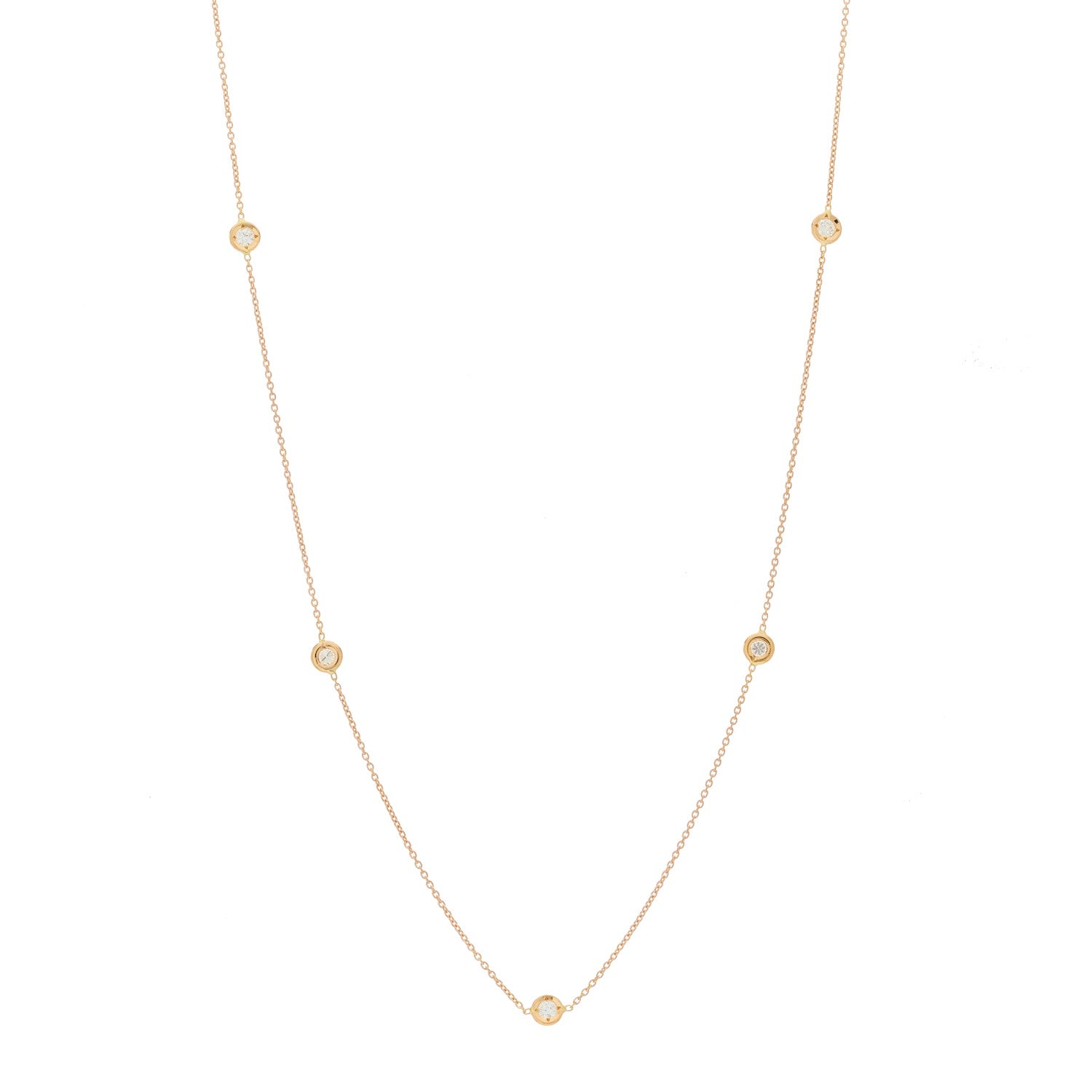 Roberto Coin 18K Rose Gold Diamond .25ct Diamonds By The Inch Five Station Necklace 1 of 5