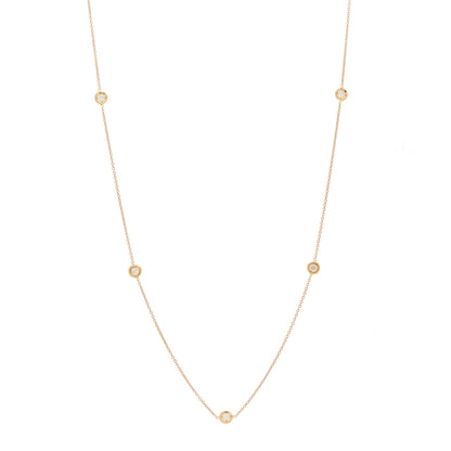 Roberto Coin 18K Rose Gold Diamond .25ct Diamonds By The Inch Five Station Necklace 1 of 5