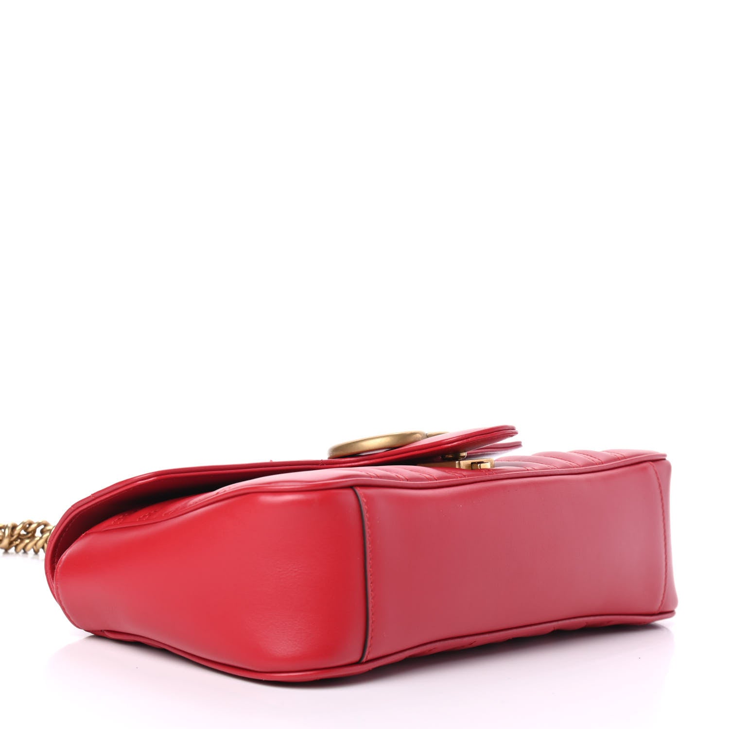 Gucci Calfskin Matelasse Small GG Marmont Shoulder Bag Hibiscus Red 3 of 4