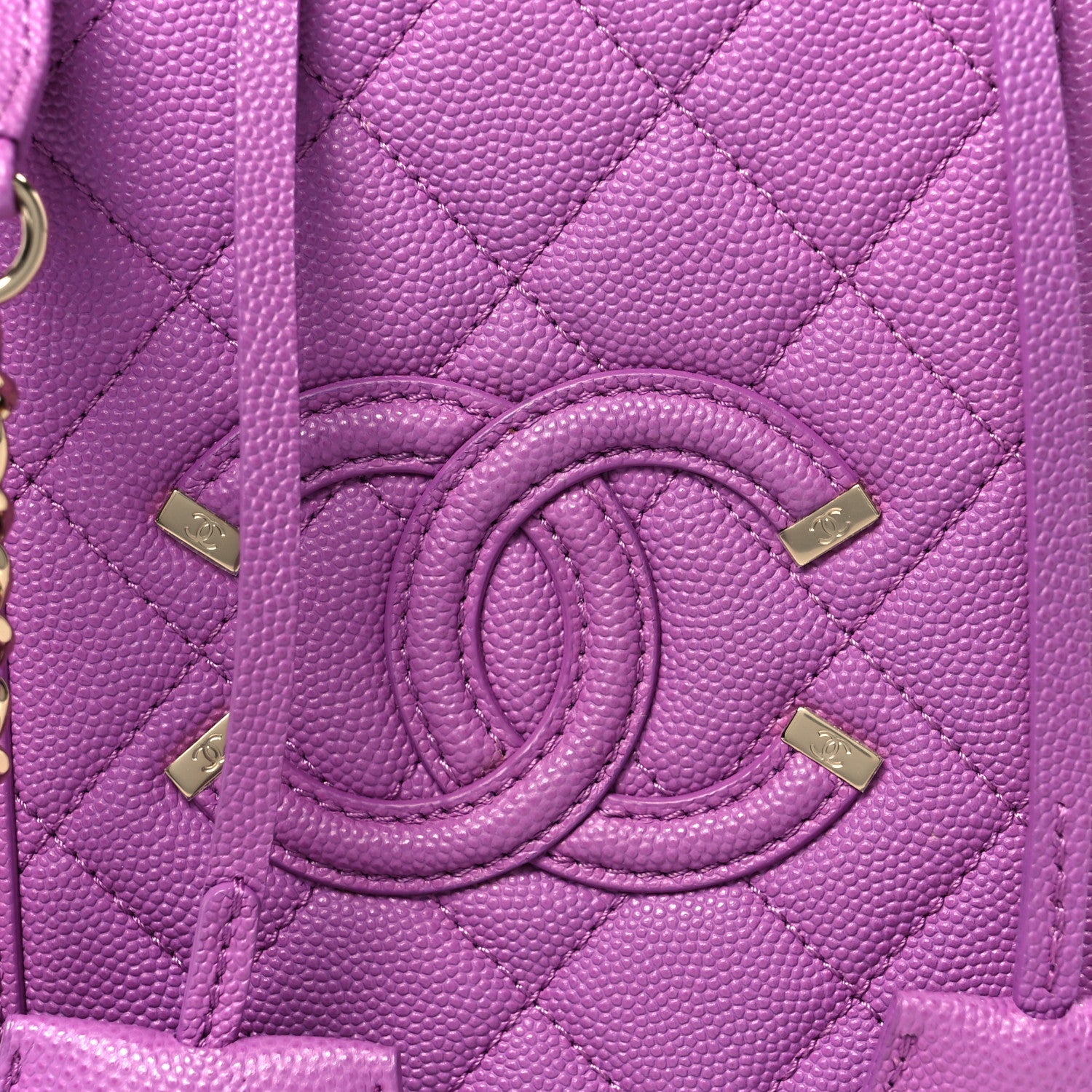Chanel Caviar Quilted CC North South Filigree Vanity Case Purple 8 of 10