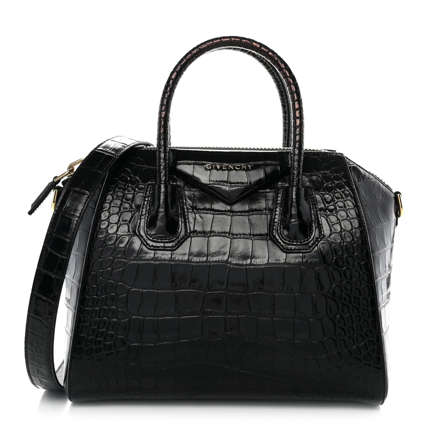 Givenchy Calfskin Crocodile Embossed Small Antigona Black 1 of 11