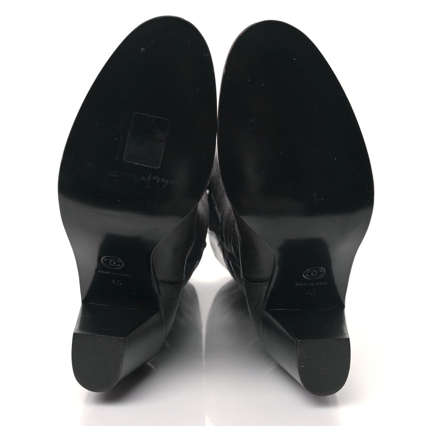 Textured Calfskin Coco Boy Tall Boots 40 Black