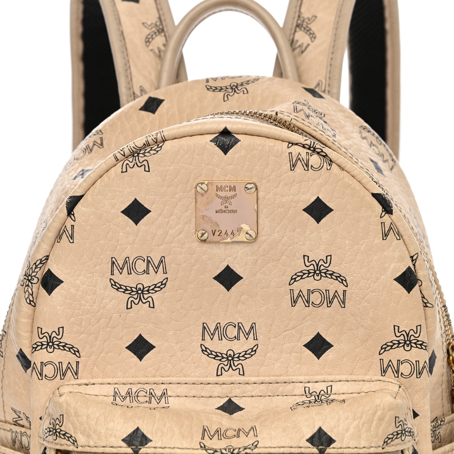 MCM Visetos Side Stud Mini Stark Backpack Beige 8 of 18